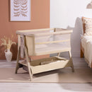 Tutti Bambini Cozee Zen Bedside Crib - Sand + Rocking Bar + CoZee Castors (Bundle pack)