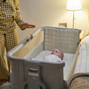 Tutti Bambini Cozee Sense Bedside Crib - Soft Walnut / Cocoa + Rocking Bar + CoZee Castors (Bundle pack)