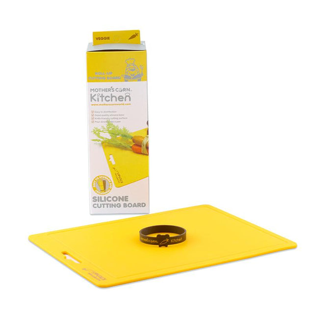 Mother's Corn Silicone Cutting Board Yellow + Mini Spatula