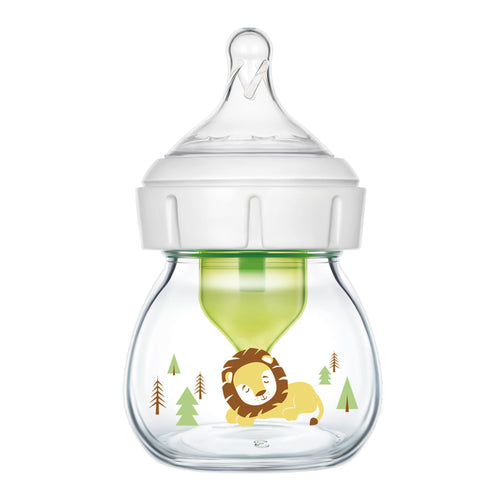 Dr Brown's 2 oz/60 mL Glass W-N Options+ Baby Bottle w/ Preemie Nipple, 1-Pack - Lion