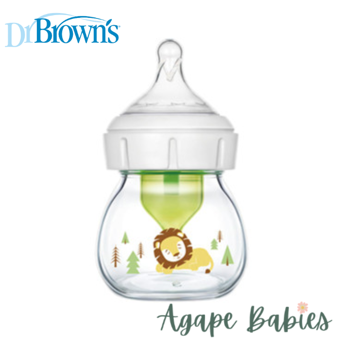 Dr Brown's 2 oz/60 mL Glass W-N Options+ Baby Bottle,1-Pack - Lion
