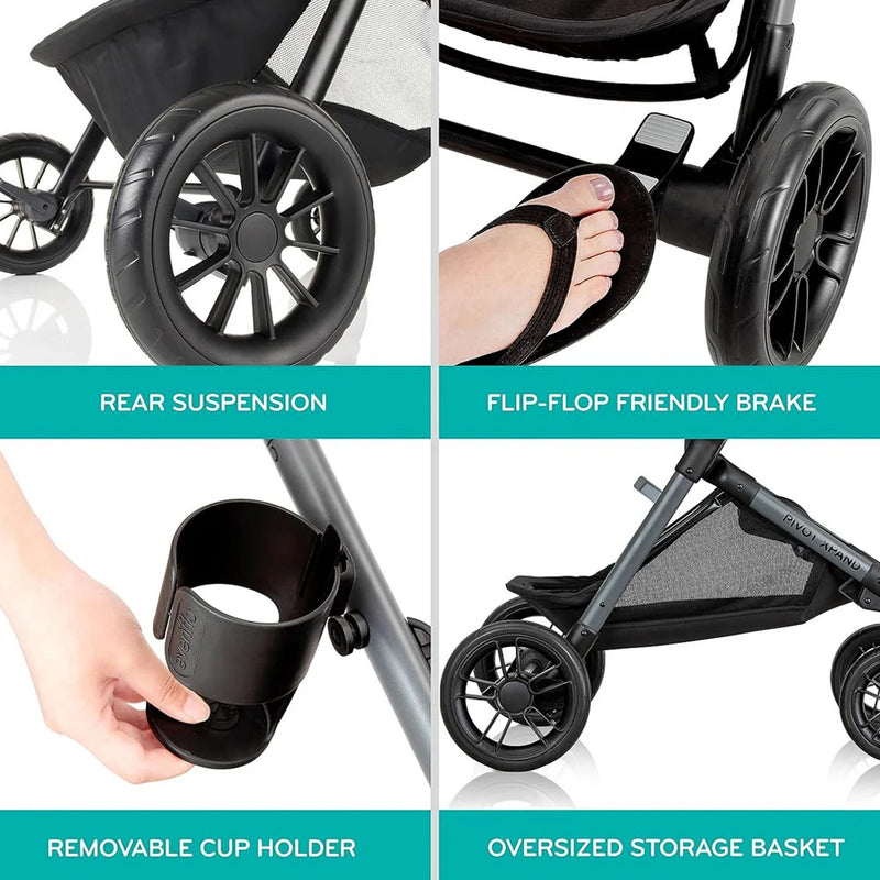 Evenflo Pivot Xpand™ Travel System w/ LiteMax Infant Car Seat - Ayrshire Black [2nd Seat Only]