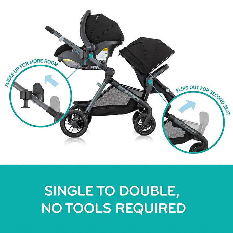 Evenflo Pivot Xpand™ Travel System w/ LiteMax Infant Car Seat - Ayrshire Black [2nd Seat Only]