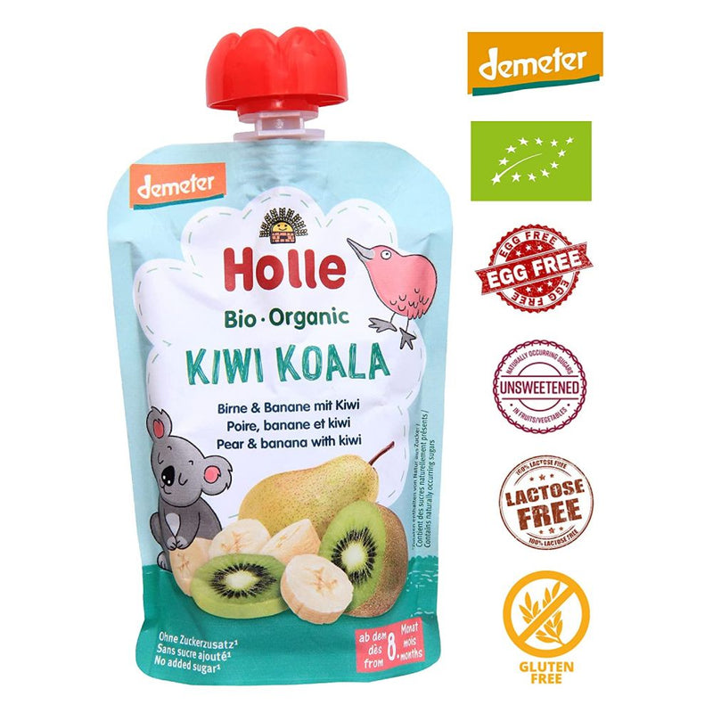 (Bundle of 6) Holle Organic Pouch - Kiwi Koala , Pear & Banana with Kiwi 100g - From 8 Months