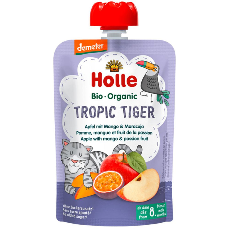 (Bundle of 6) Holle Organic Pouch - Tropic Tiger - Apple with Mango & Passion Fruit 100g - From 8 Months
