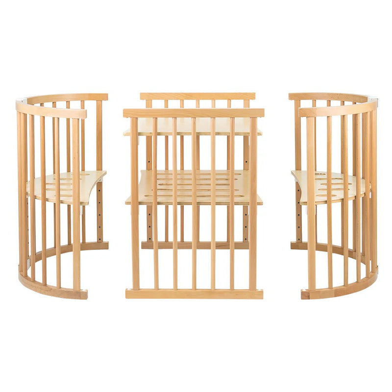 Happy Cot Happy Forever 7-in-1 Convertible Oval Baby Cot - Natural