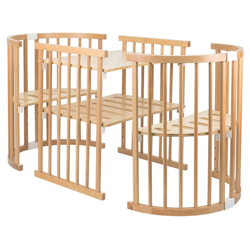 Happy Cot Happy Forever 7-in-1 Convertible Oval Baby Cot - Natural