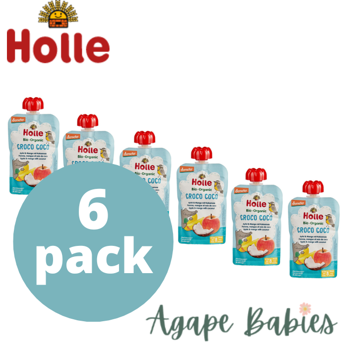 (Bundle of 6) Holle Organic Pouch - Croco Coco - Apple & Mango with Coconut 100g - From 8 Months