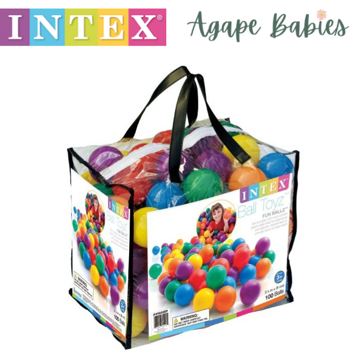 INTEX Fun Ballz™ 100pcs 8cm balls  Ages 2+, Carry Bag