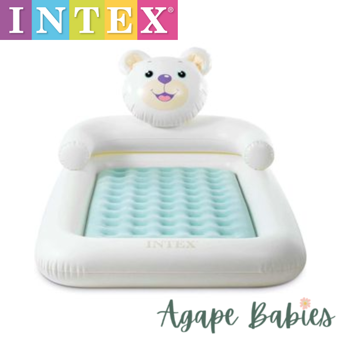 Intex Bear Kids Travel Bed Set, Includes Double Quick 1 Hand Pump (Ages 3-6)
