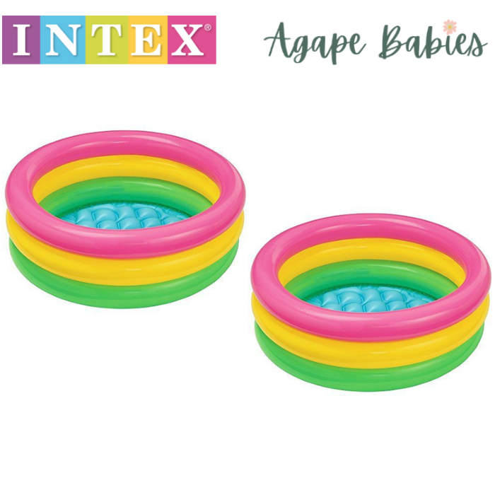 [Bundle Of 2] Intex 3-Ring Sunset Glow Baby Pool with Inflatable Floor (86cm x 25cm)