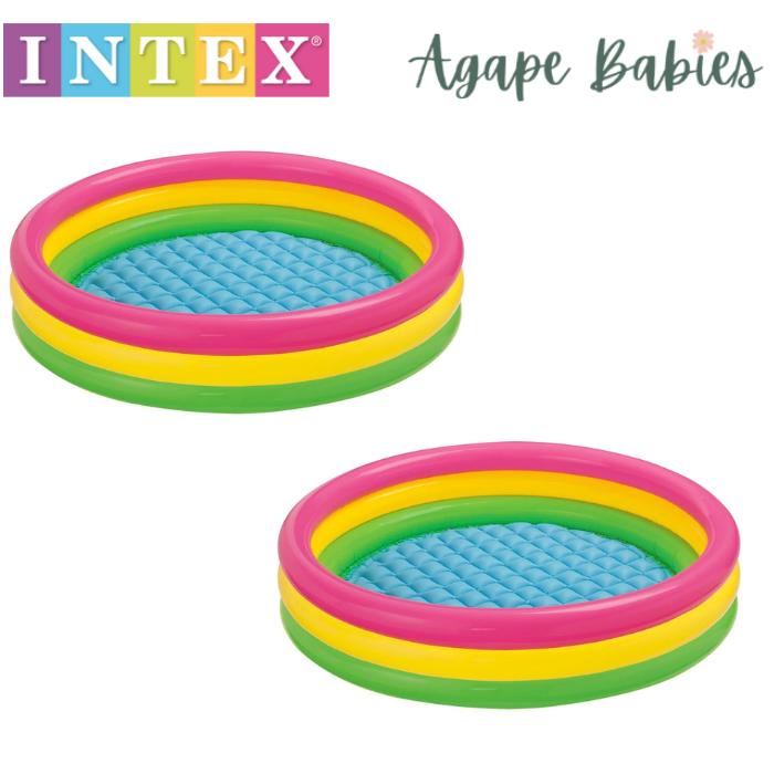 [Bundle Of 2] Intex 3-Ring Sunset Glow Pool with Inflatable Floor (112cm x 25cm)