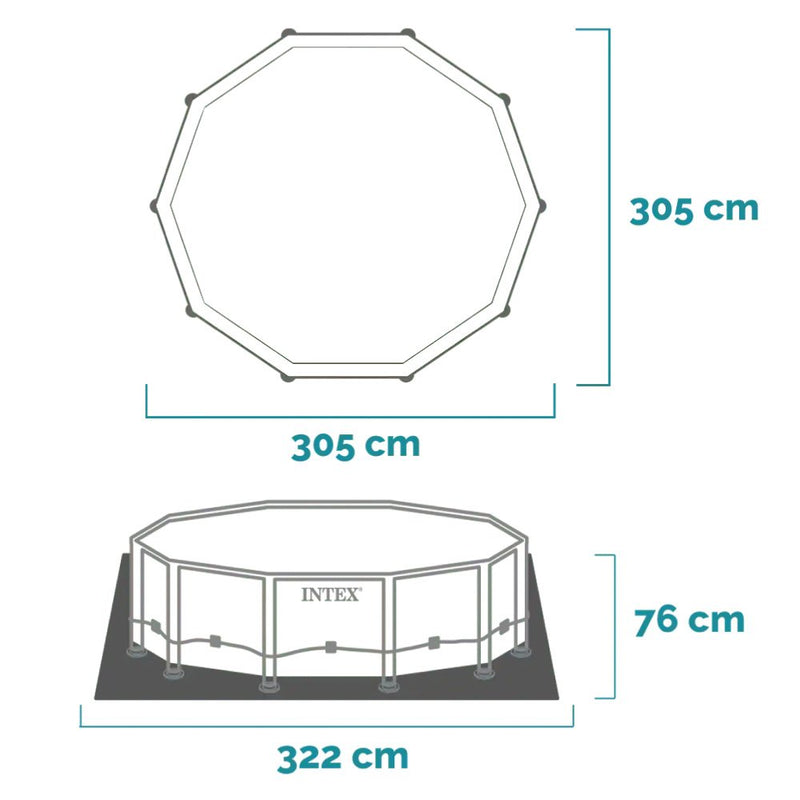 INTEX Round Metal Frame Pool (3.05m x 76cm)
