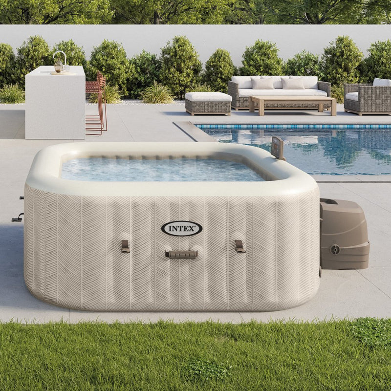 INTEX 4-Person Chevron Deluxe Square Bubble Spa Set