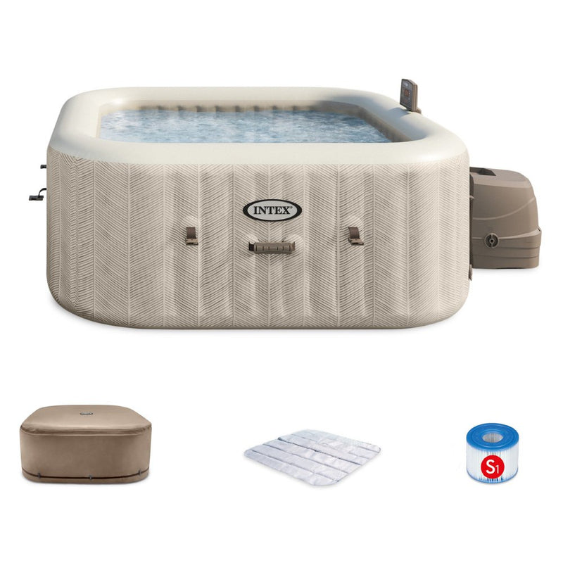 INTEX 4-Person Chevron Deluxe Square Bubble Spa Set