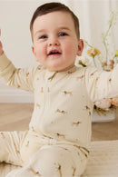 Jamie Kay Organic Cotton Reese Zip Onepiece - Play Ball Cassava
