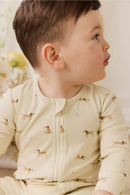 Jamie Kay Organic Cotton Reese Zip Onepiece - Play Ball Cassava