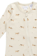 Jamie Kay Organic Cotton Reese Zip Onepiece - Play Ball Cassava