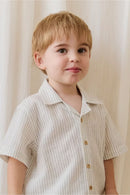 Jamie Kay Organic Cotton Silas Shirt - Mini Pinstripe Parchment/Dawn