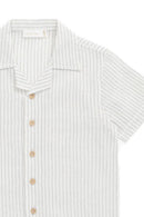 Jamie Kay Organic Cotton Silas Shirt - Mini Pinstripe Parchment/Dawn