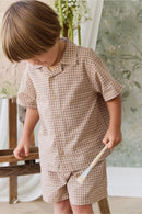 Jamie Kay Organic Cotton Silas Shirt - Cabin Check Cocoa