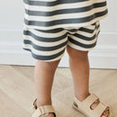 Jamie Kay Organic Cotton Waffle Leith Short - Oliver Stripe Atlantic/Cloud