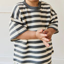 Jamie Kay Organic Cotton Waffle Leith Tee - Oliver Stripe Atlantic/Cloud