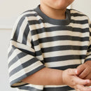 Jamie Kay Organic Cotton Waffle Leith Tee - Oliver Stripe Atlantic/Cloud