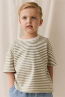Jamie Kay Pima Cotton Wesley Tee - Narrow Stripe Lichen / Cloud