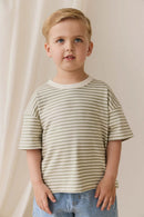 Jamie Kay Pima Cotton Wesley Tee - Narrow Stripe Lichen / Cloud