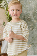 Jamie Kay Pima Cotton Wesley Tee - Double Stripe Hay/Cloud