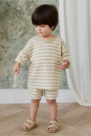 Jamie Kay Pima Cotton Wesley Tee - Double Stripe Hay/Cloud