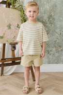 Jamie Kay Pima Cotton Wesley Tee - Double Stripe Hay/Cloud