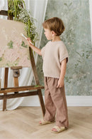Jamie Kay Organic Cotton Kenji Pant - Double Windowpane Check Oud/Hay