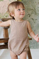Jamie Kay Organic Cotton Bentley Playsuit - Cabin Check Cocoa