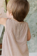 Jamie Kay Organic Cotton Bentley Playsuit - Cabin Check Cocoa