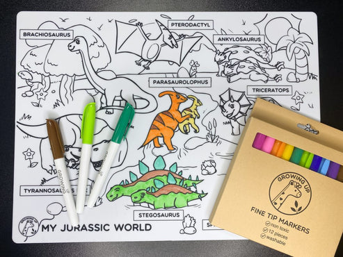 Growing Up Silicon Colouring Big Mat 40x30cm (with bag) - Jurassic World