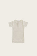 Jamie Kay Organic Cotton Modal Henley Tee - Oatmeal Marle