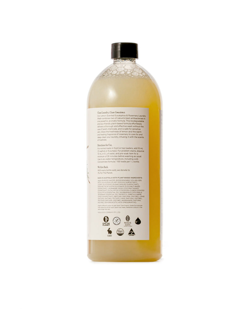 Koala Eco Natural Laundry Wash Lemon Scented Eucalyptus & Rosemary Essential Oil - 1L Refill
