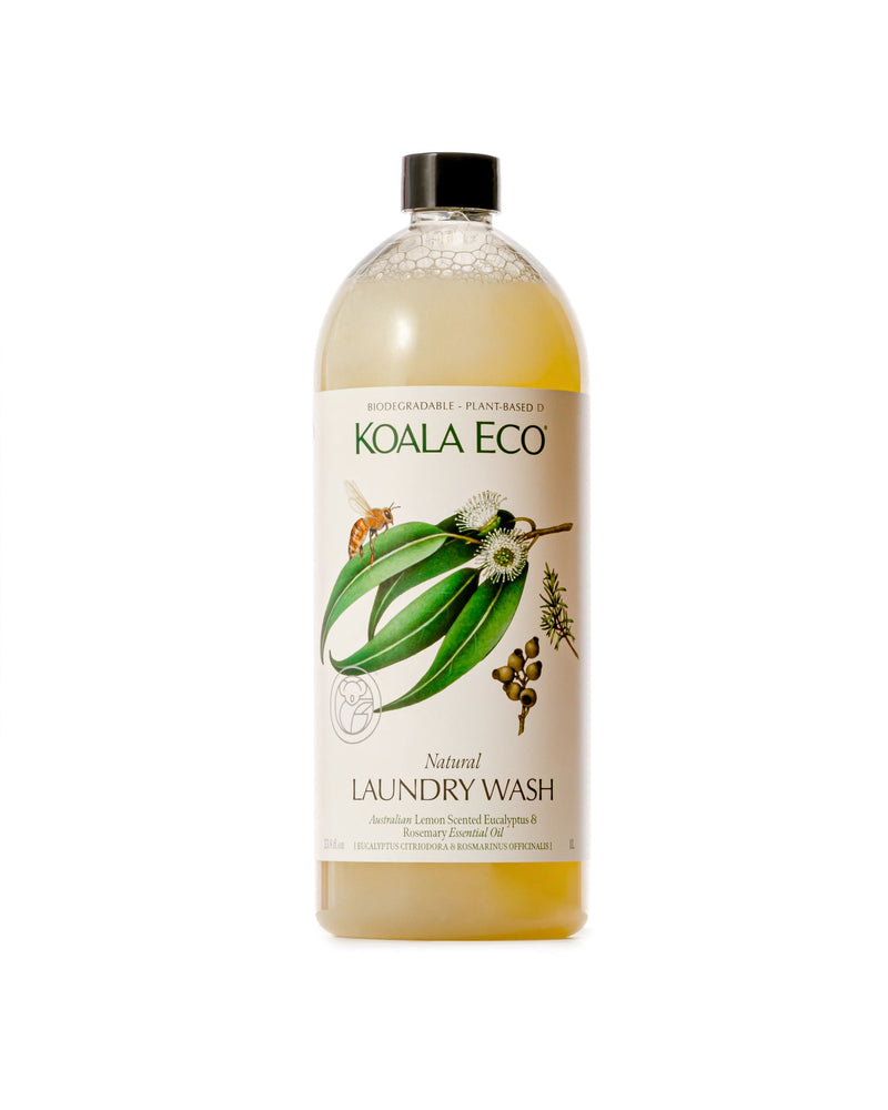 Koala Eco Natural Laundry Wash Lemon Scented Eucalyptus & Rosemary Essential Oil - 1L Refill