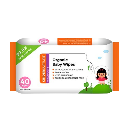 KinderNurture Organic Baby Wipes, 40 wipes (Pack Of 5) Exp: 03/26