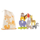 Le Toy Van Wooden Stacking Animals & Bag - Africa