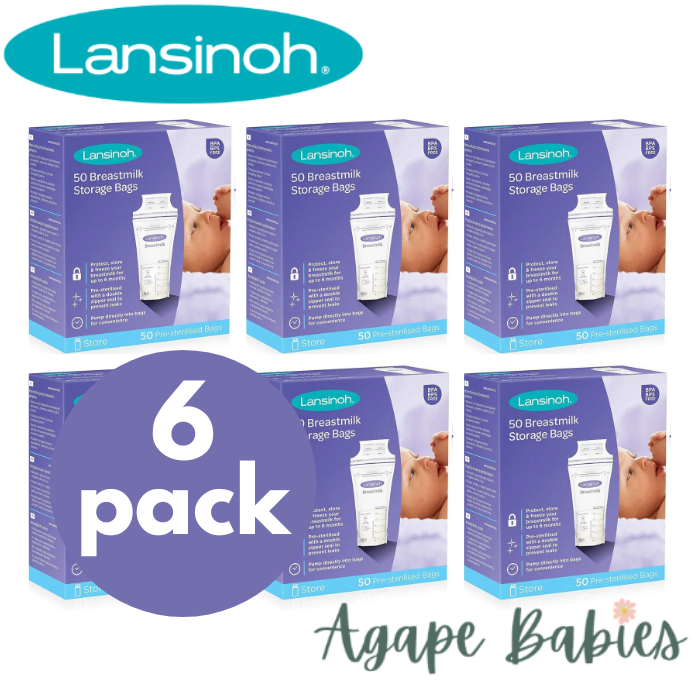 Lansinoh Breastmilk Storage Bags, 50s (6 Pack Bundle, Total 300pcs) (UK Version) (New and Improved)