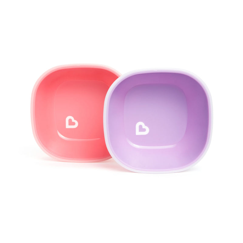 [2 Pack] Munchkin Splash™ Toddler Bowls (Pink & Purple)