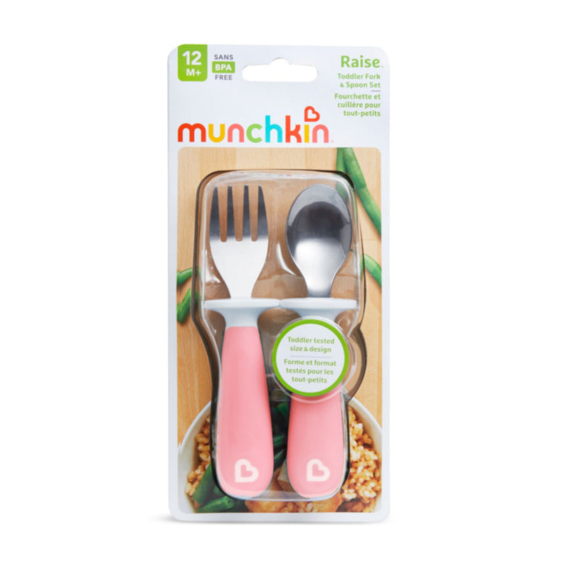 [Bundle Of 2] Munchkin Raise™ Toddler Fork & Spoon Set -Pink