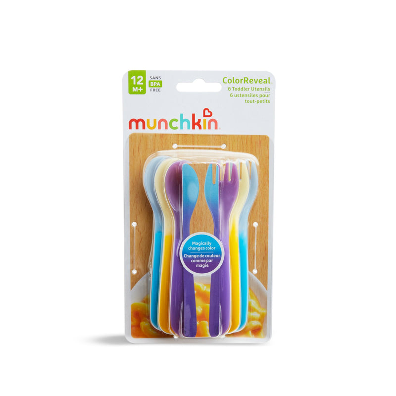 [2-Pack]Munchkin ColorReveal ™ Colour Changing Toddler Forks & Spoons