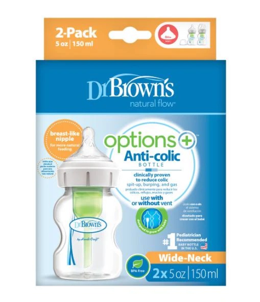 Dr Brown's PP Wide-Neck Options Bottle 5 OZ/150 ML (Twin Pack)