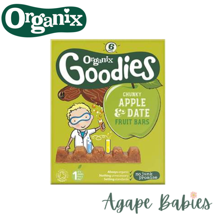 Organix Goodies Organic Chunky Fruit Bars - Apple & Date, 6 x 17 g. Exp-07/24