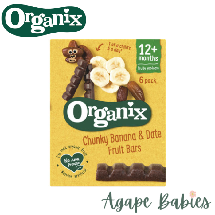 Organix Goodies Organic Chunky Fruit Bars - Banana & Date, 6 x 17 g. Exp-07/24