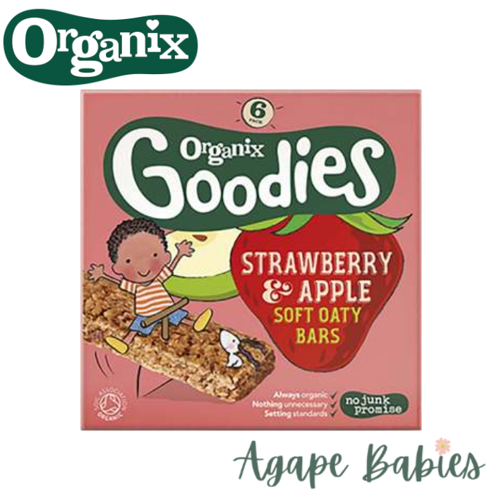 Organix Goodies Organic Soft Oaty Bars - Strawberry & Apple, 6 x 30 g. Exp-03/24